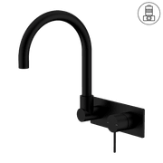 Mecca Wall Basin/Bath Mixer Swivel Spout Matte Black gallery detail image