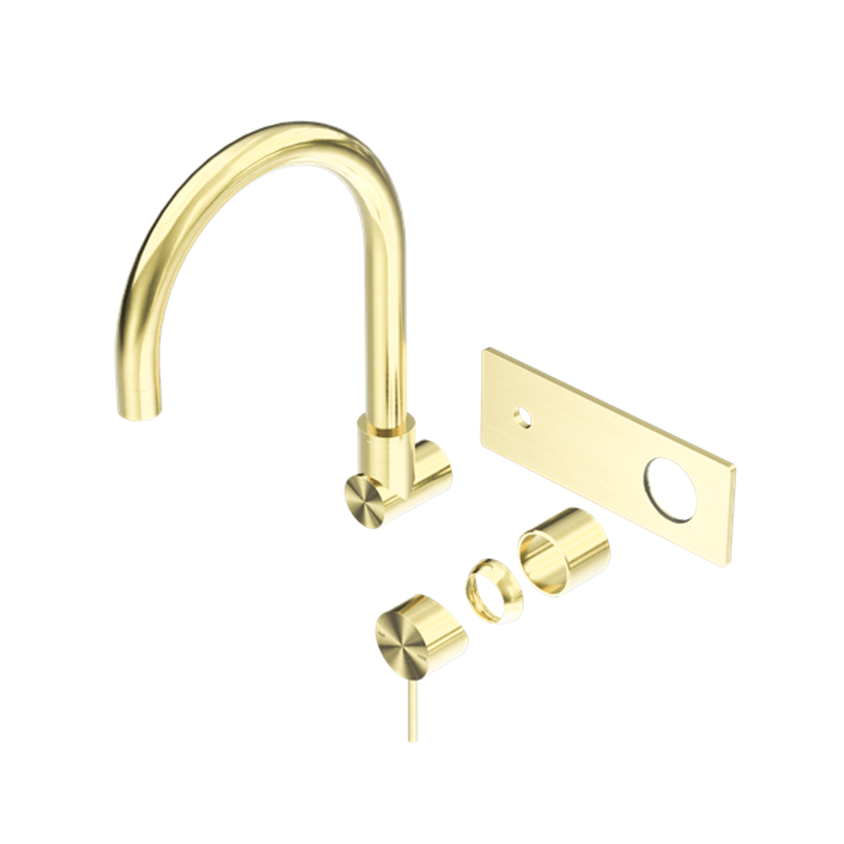 Mecca Wall Basin/Bath Mixer Swivel Spout Trim Kits Only Brushed Gold gallery detail image
