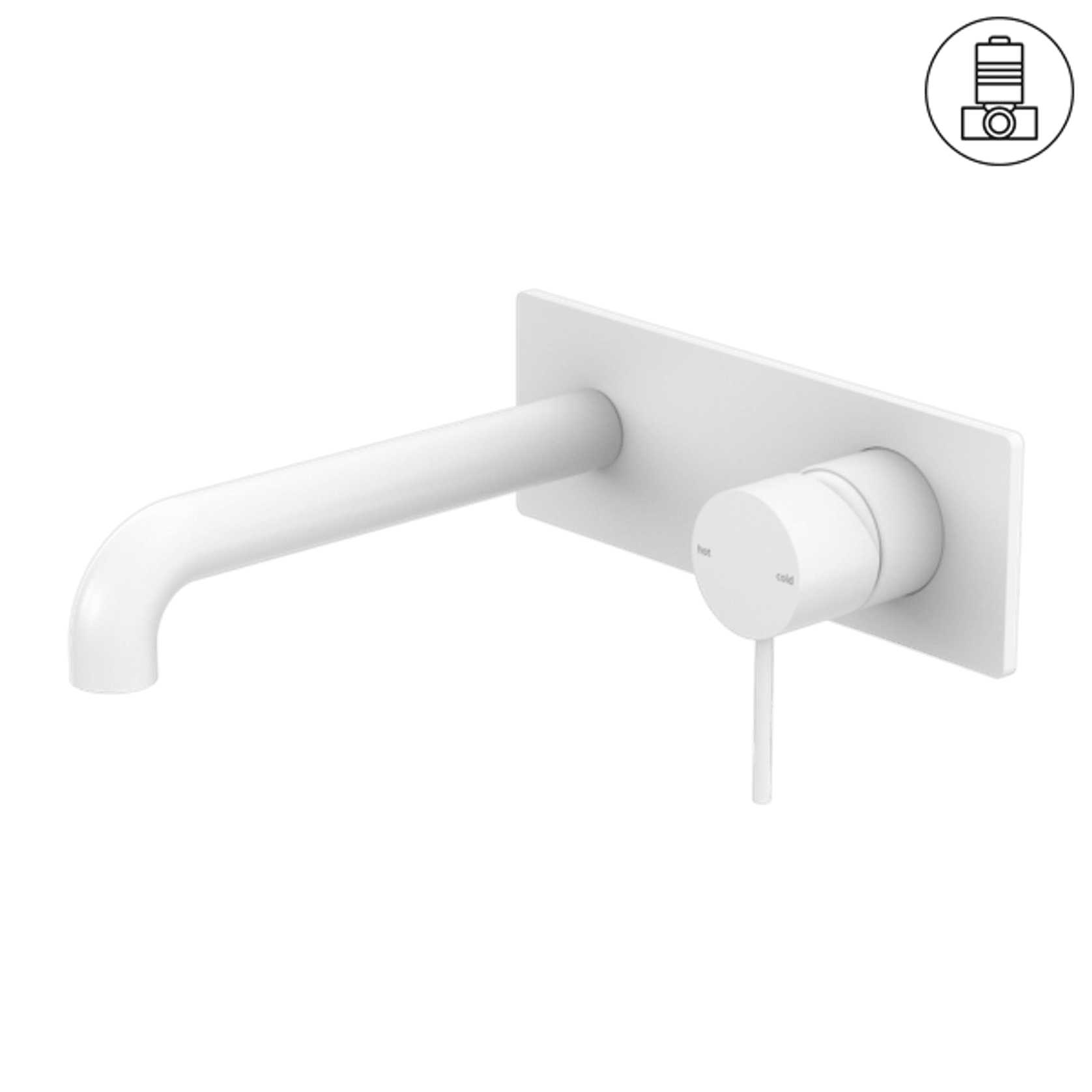 Mecca Wall Basin/Bath Mixer 260mm Matte White gallery detail image