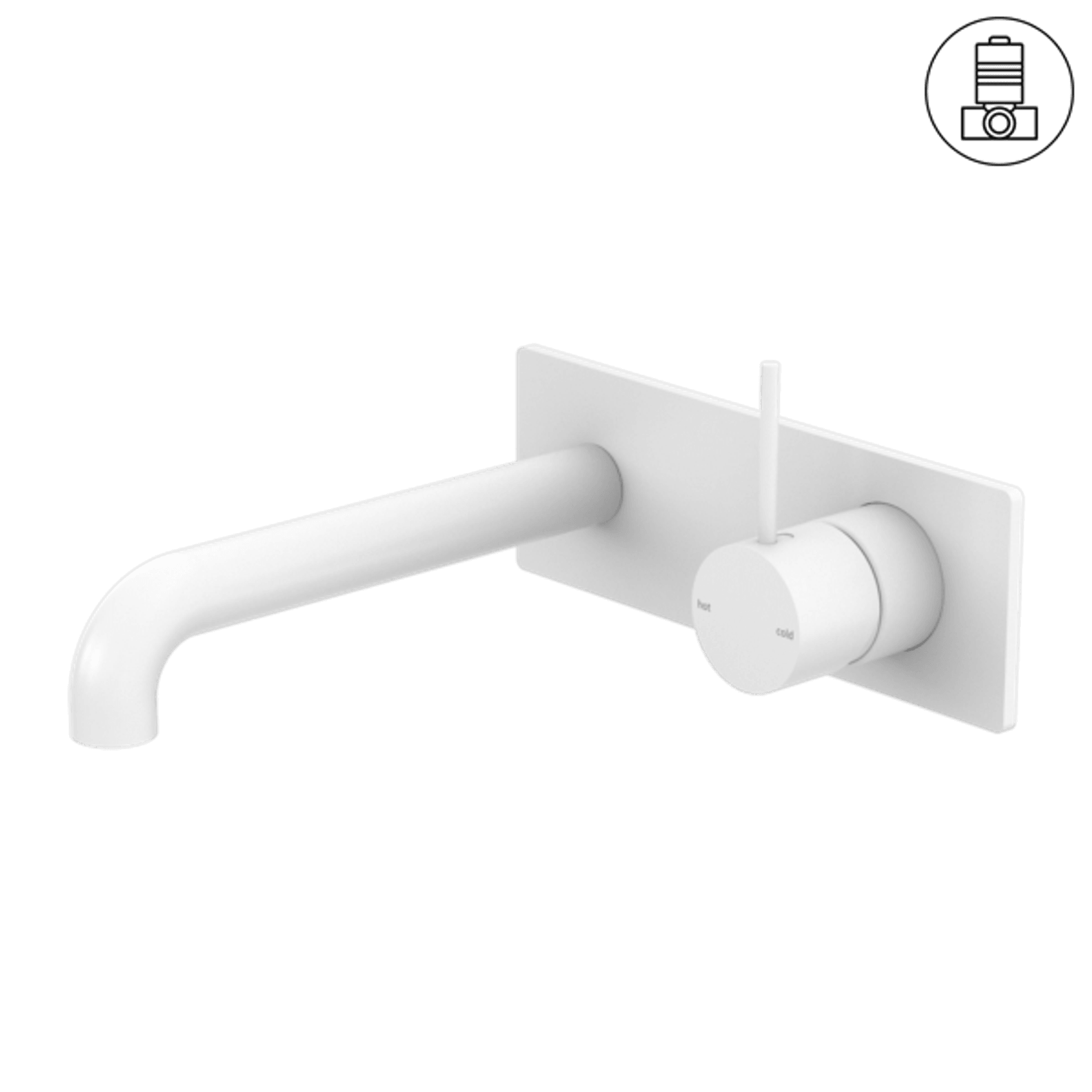 Mecca Wall Basin/Bath Mixer Handle Up 230mm Matte White gallery detail image