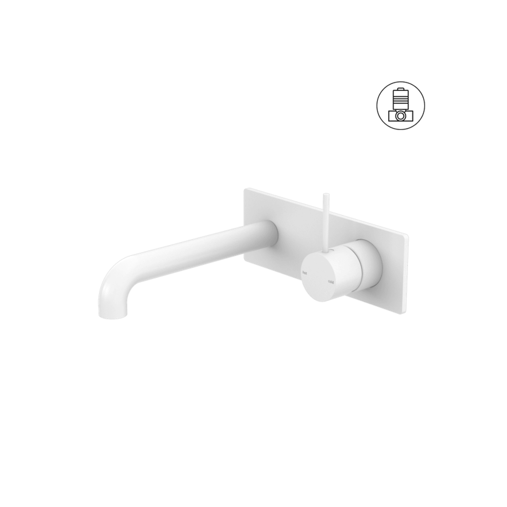 Mecca Wall Basin/Bath Mixer Handle Up 185mm Matte White gallery detail image