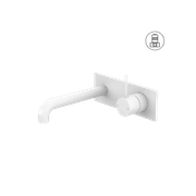 Mecca Wall Basin/Bath Mixer Handle Up 185mm Matte White gallery detail image