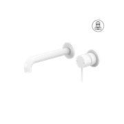 Mecca Wall Basin/Bath Mixer Separate Back Plate 120mm Matte White gallery detail image