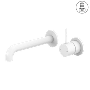 Mecca Wall Basin/Bath Mixer Separate Back Plate Handle Up 260mm Matte White gallery detail image
