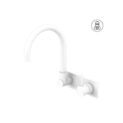 Mecca Wall Basin/Bath Mixer Swivel Spout Handle Up Matte White gallery detail image