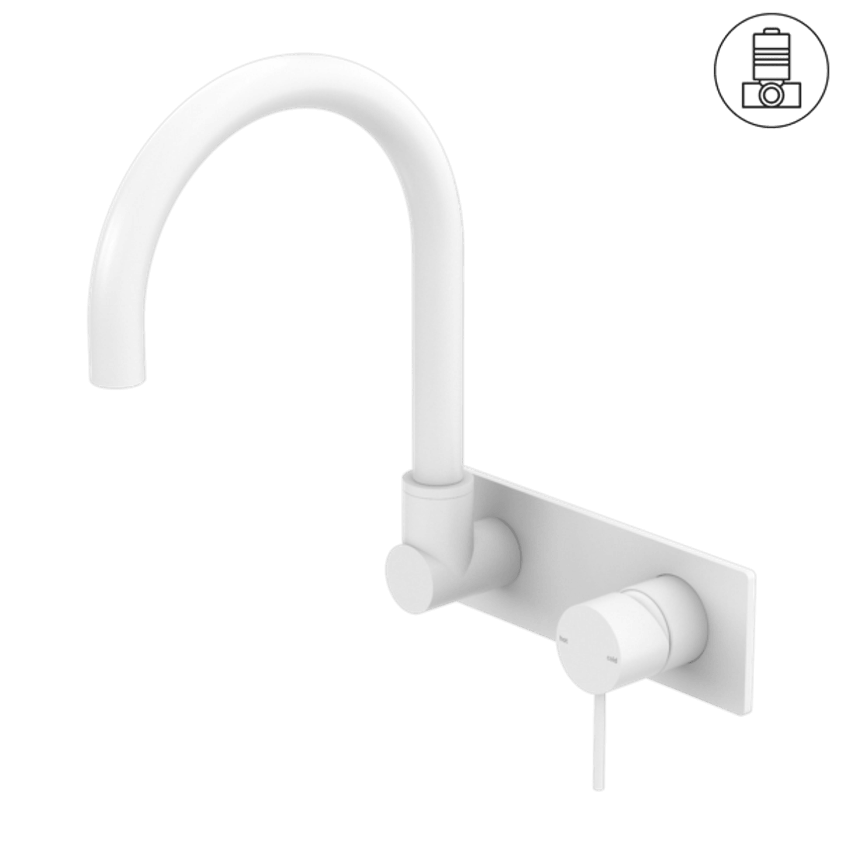 Mecca Wall Basin/Bath Mixer Swivel Spout Matte White gallery detail image