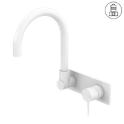 Mecca Wall Basin/Bath Mixer Swivel Spout Matte White gallery detail image