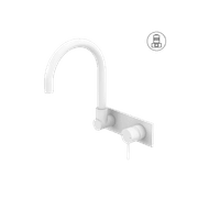 Mecca Wall Basin/Bath Mixer Swivel Spout Matte White gallery detail image
