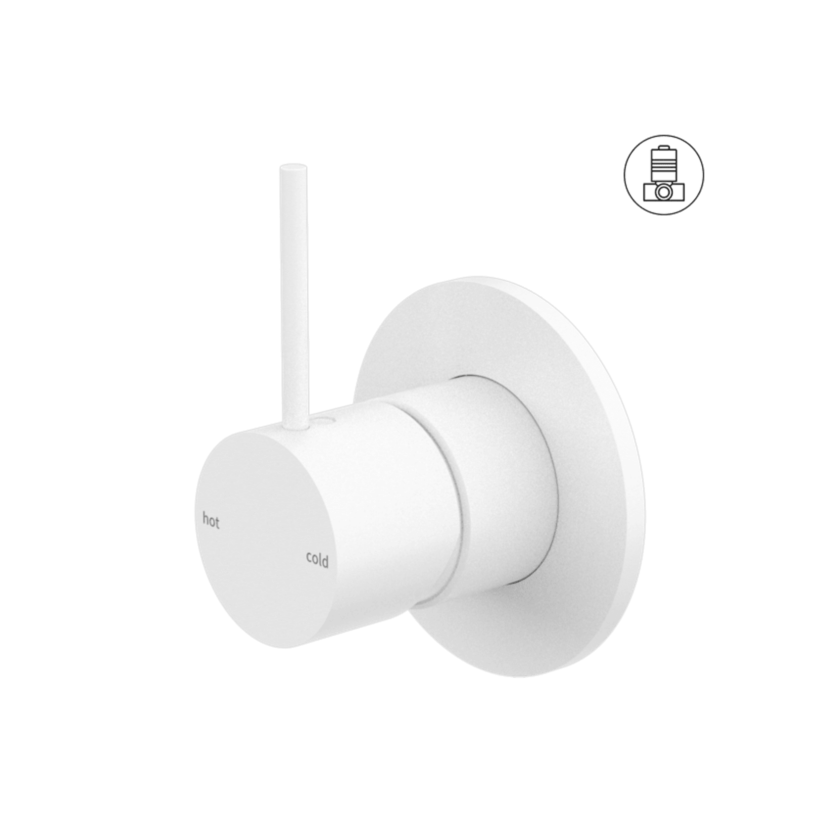 Mecca Shower Mixer Handle Up 80mm Plate Matte White gallery detail image