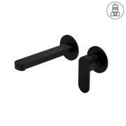 Ecco Wall Basin/Bath Mixer Separate Back Plate Matte Black gallery detail image