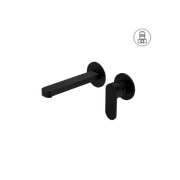 Ecco Wall Basin/Bath Mixer Separate Back Plate Matte Black gallery detail image