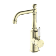 York Basin Mixer With White Porcelain Lever Aged Brass gallery detail image