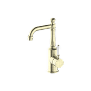 York Basin Mixer With White Porcelain Lever Aged Brass gallery detail image