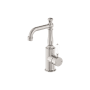 York Basin Mixer With White Porcelain Lever Brushed Nickel gallery detail image