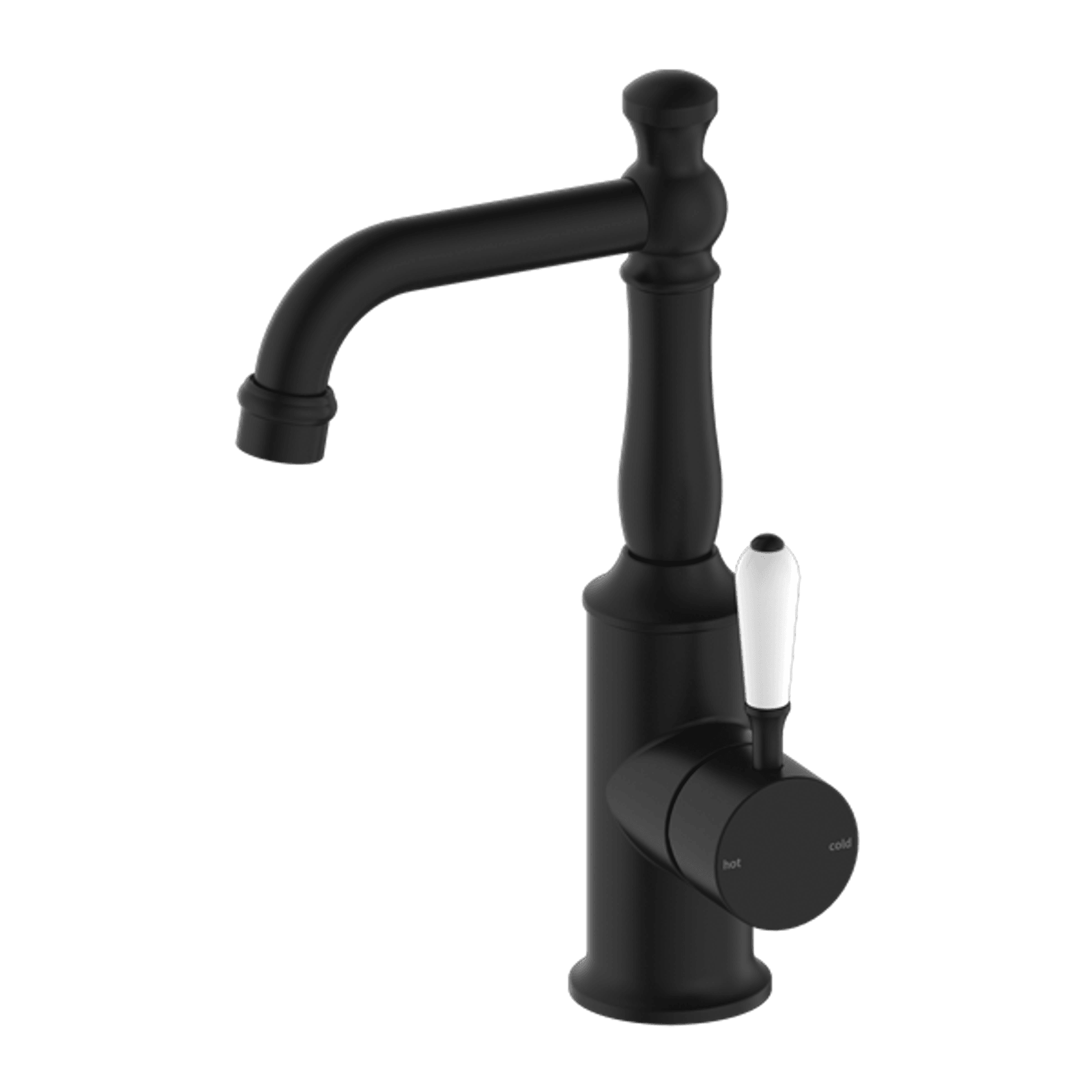 York Basin Mixer With White Porcelain Lever Matte Black gallery detail image