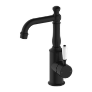 York Basin Mixer With White Porcelain Lever Matte Black gallery detail image