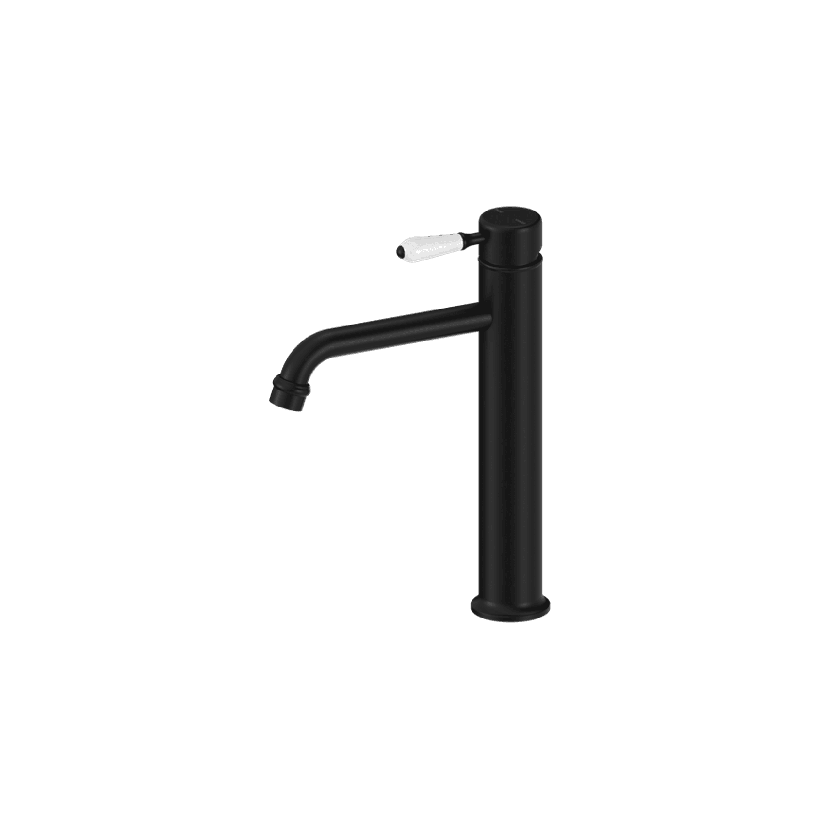York Straight Tall Basin Mixer With White Porcelain Lever Matte Black gallery detail image