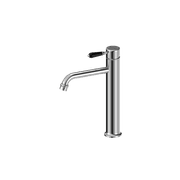 York Straight Tall Basin Mixer With Black Porcelain Lever Chrome gallery detail image