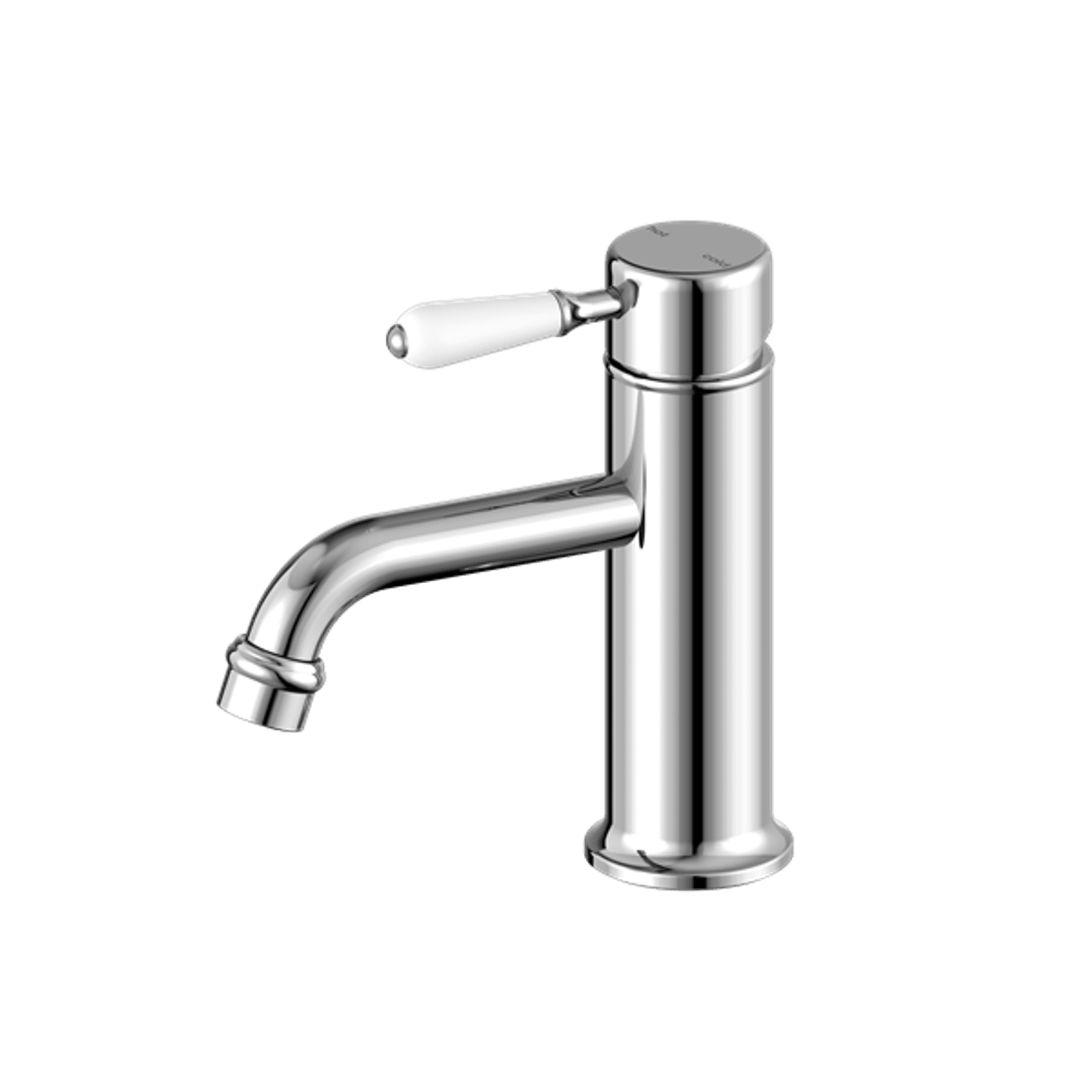 York Straight Basin Mixer With White Porcelain Lever Chrome gallery detail image