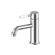 York Straight Basin Mixer With White Porcelain Lever Chrome gallery detail image