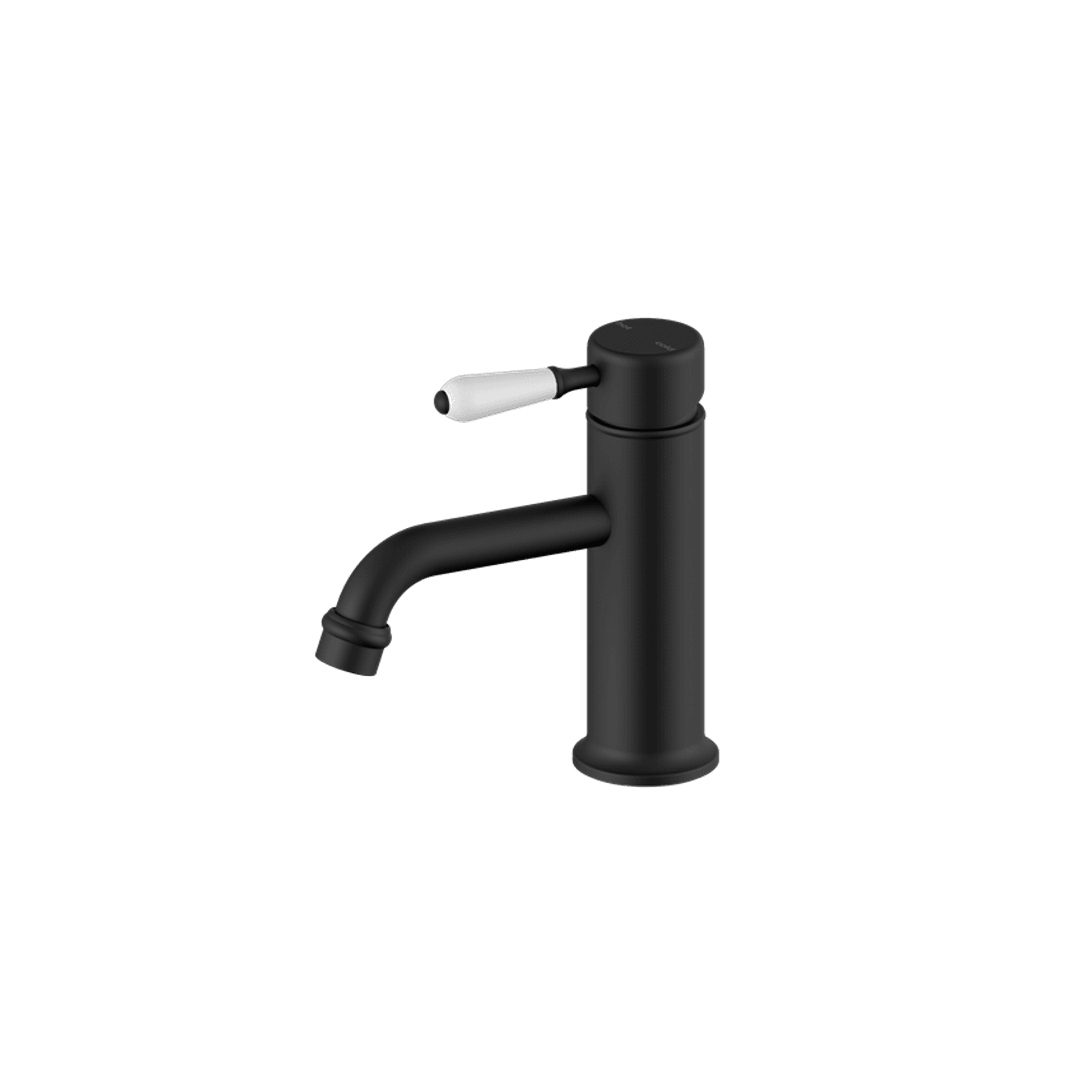 York Straight Basin Mixer With White Porcelain Lever Matte Black gallery detail image
