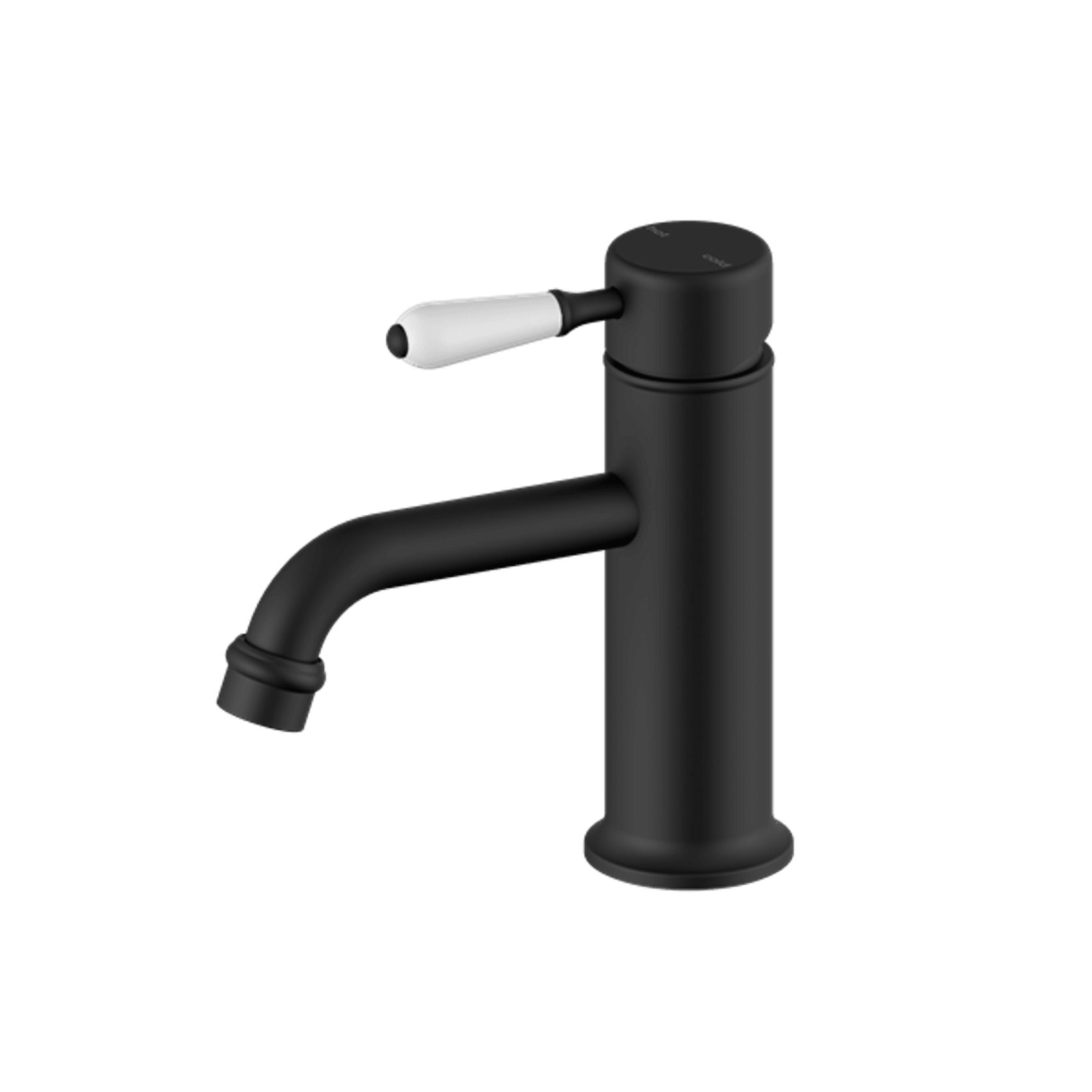 York Straight Basin Mixer With White Porcelain Lever Matte Black gallery detail image