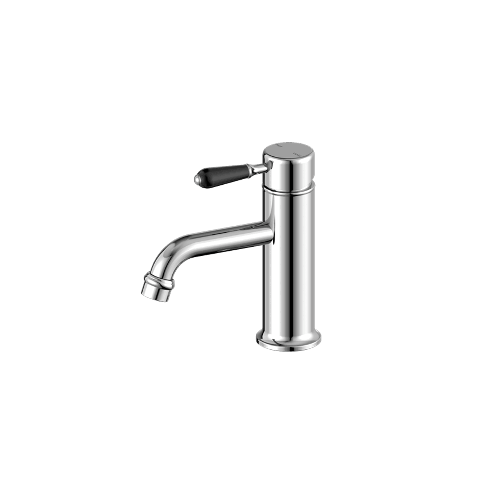 York Straight Basin Mixer With Black Porcelain Lever Chrome gallery detail image