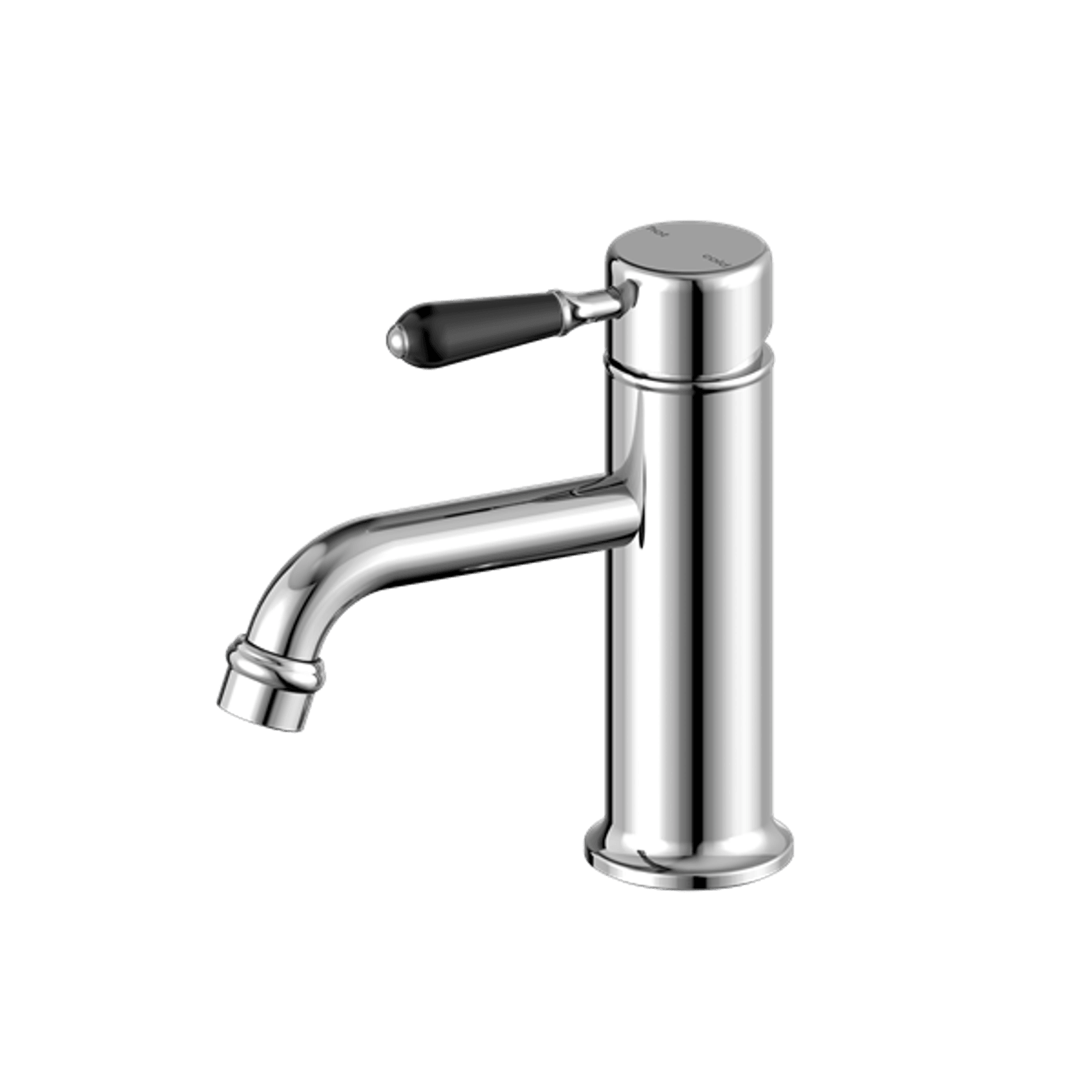 York Straight Basin Mixer With Black Porcelain Lever Chrome gallery detail image