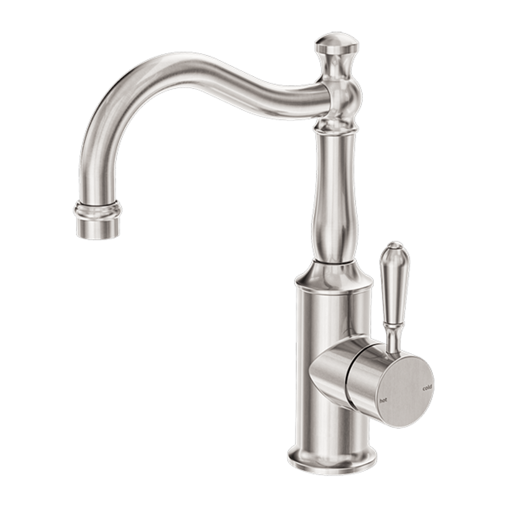 York Basin Mixer Hook Spout With Metal Lever Brushed Nickel gallery detail image