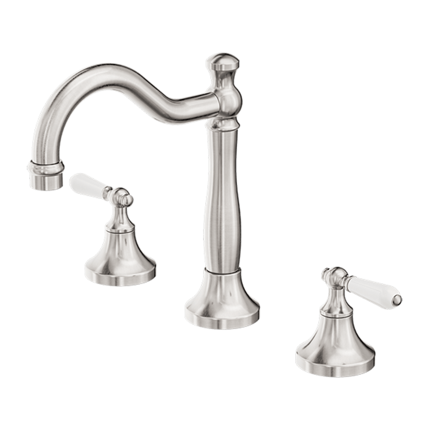 York Basin Set With White Porcelain Lever Brushed Nickel gallery detail image