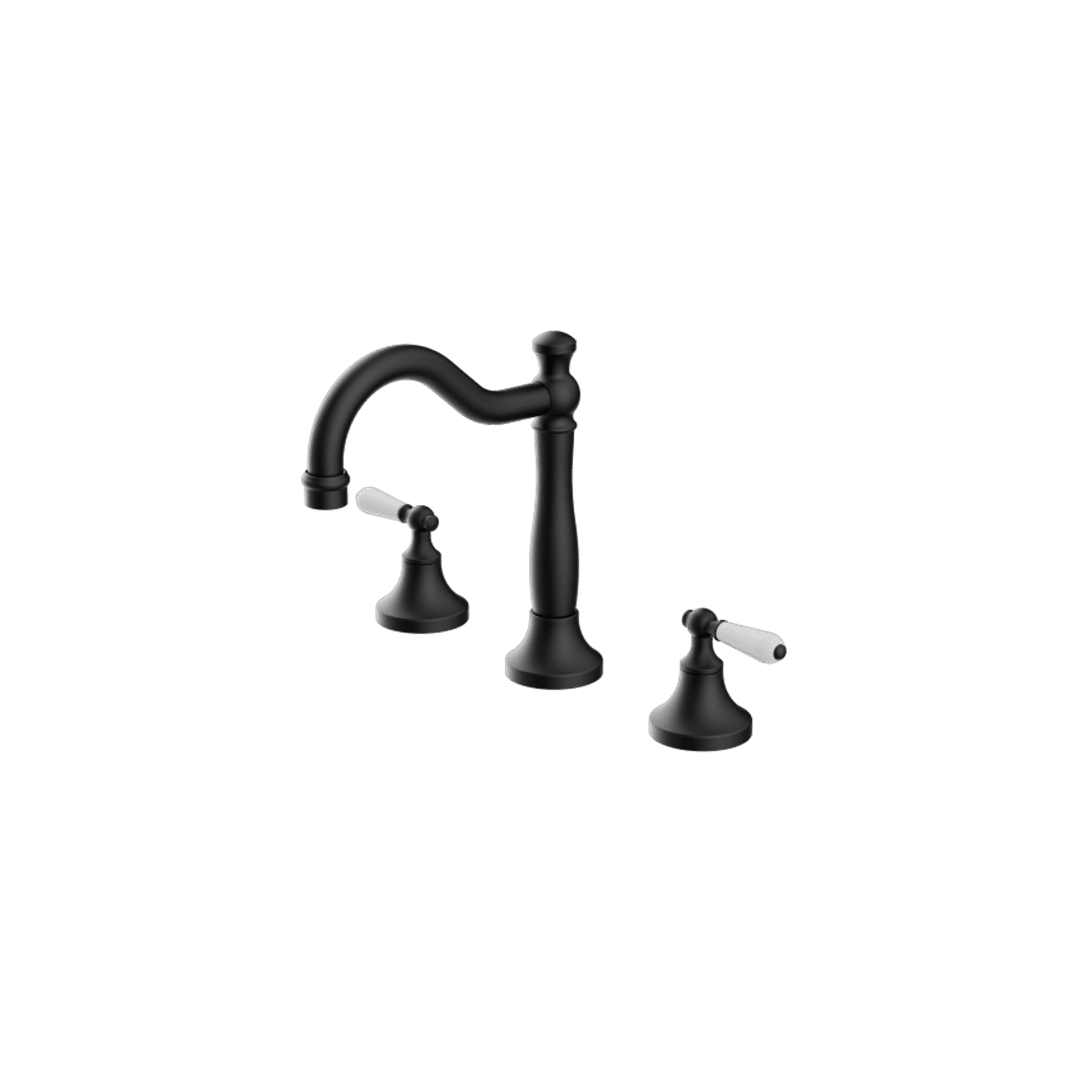 York Basin Set With White Porcelain Lever Matte Black gallery detail image