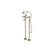 York Freestanding Bath Set With White Porcelain Hand Shower Aged Brass gallery detail image