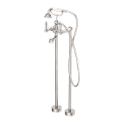 York Freestanding Bath Set With White Porcelain Hand Shower Brushed Nickel gallery detail image