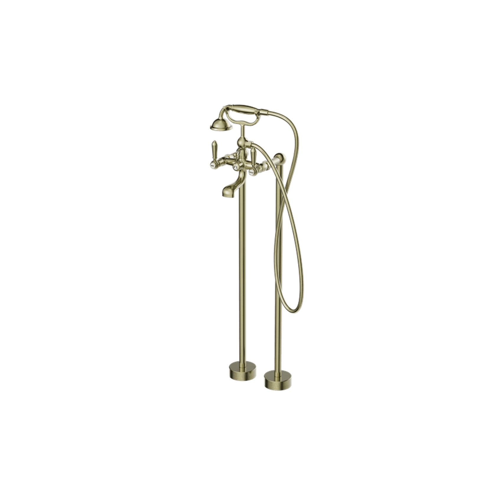 York Freestanding Bath Set With Metal Hand Shower Aged Brass gallery detail image