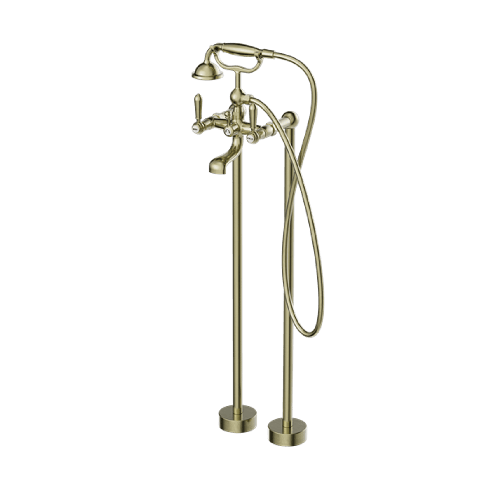 York Freestanding Bath Set With Metal Hand Shower Aged Brass gallery detail image