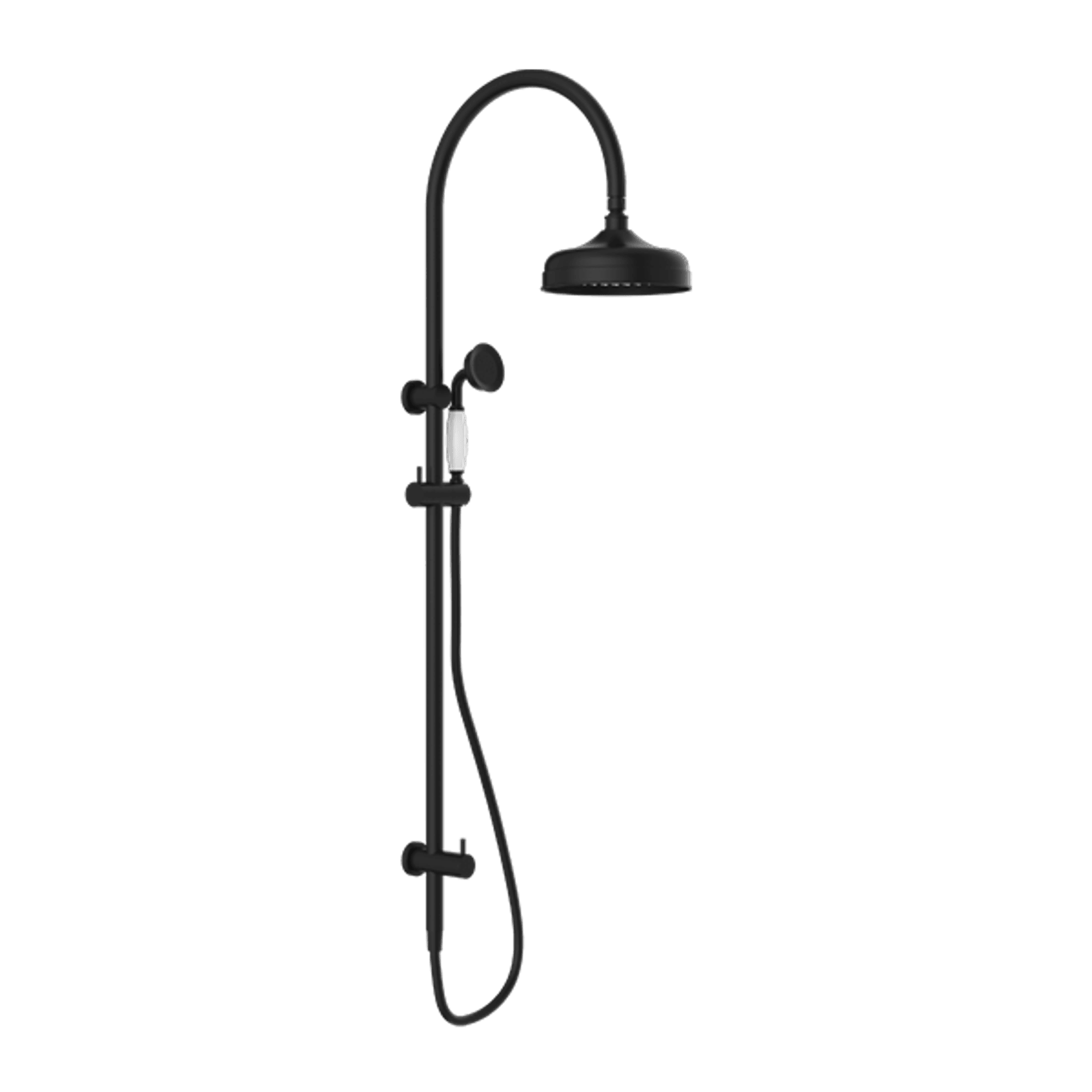 York Twin Shower With White Porcelain Hand Shower Matte Black gallery detail image