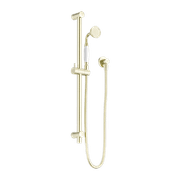 York Shower Rail With White Porcelain Hand Shower Aged Brass gallery detail image