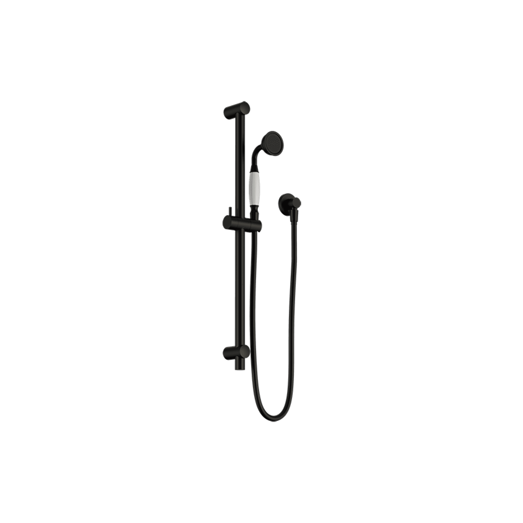 York Shower Rail With White Porcelain Hand Shower Matte Black gallery detail image