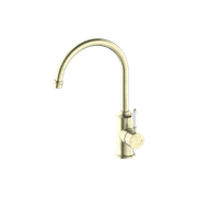 York Kitchen Mixer Gooseneck Spout With White Porcelain Lever Aged Brass gallery detail image