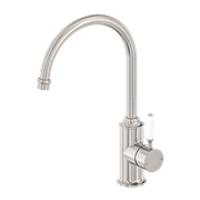 York Kitchen Mixer Gooseneck Spout With White Porcelain Lever Brushed Nickel gallery detail image