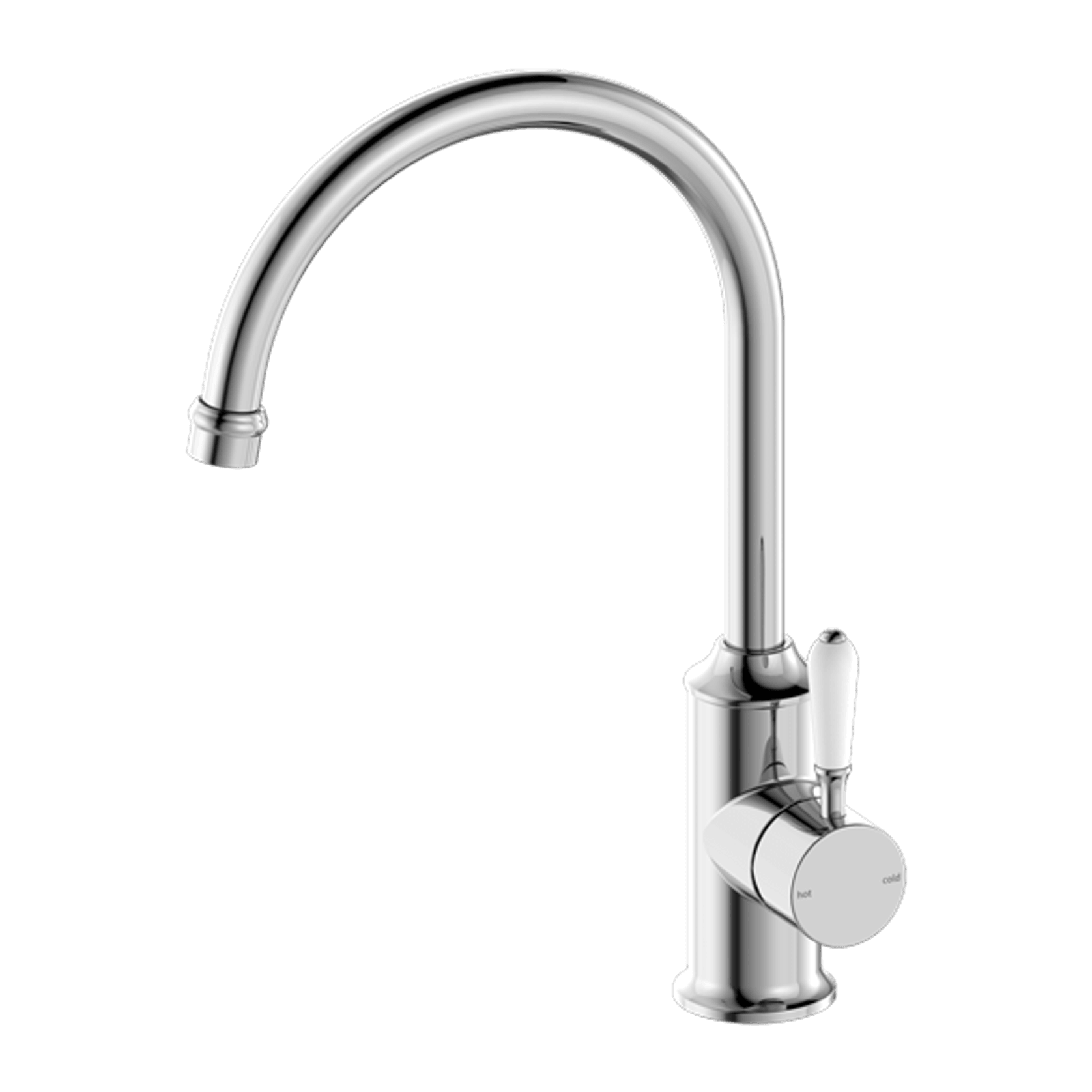 York Kitchen Mixer Gooseneck Spout With White Porcelain Lever Chrome gallery detail image