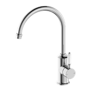 York Kitchen Mixer Gooseneck Spout With White Porcelain Lever Chrome gallery detail image