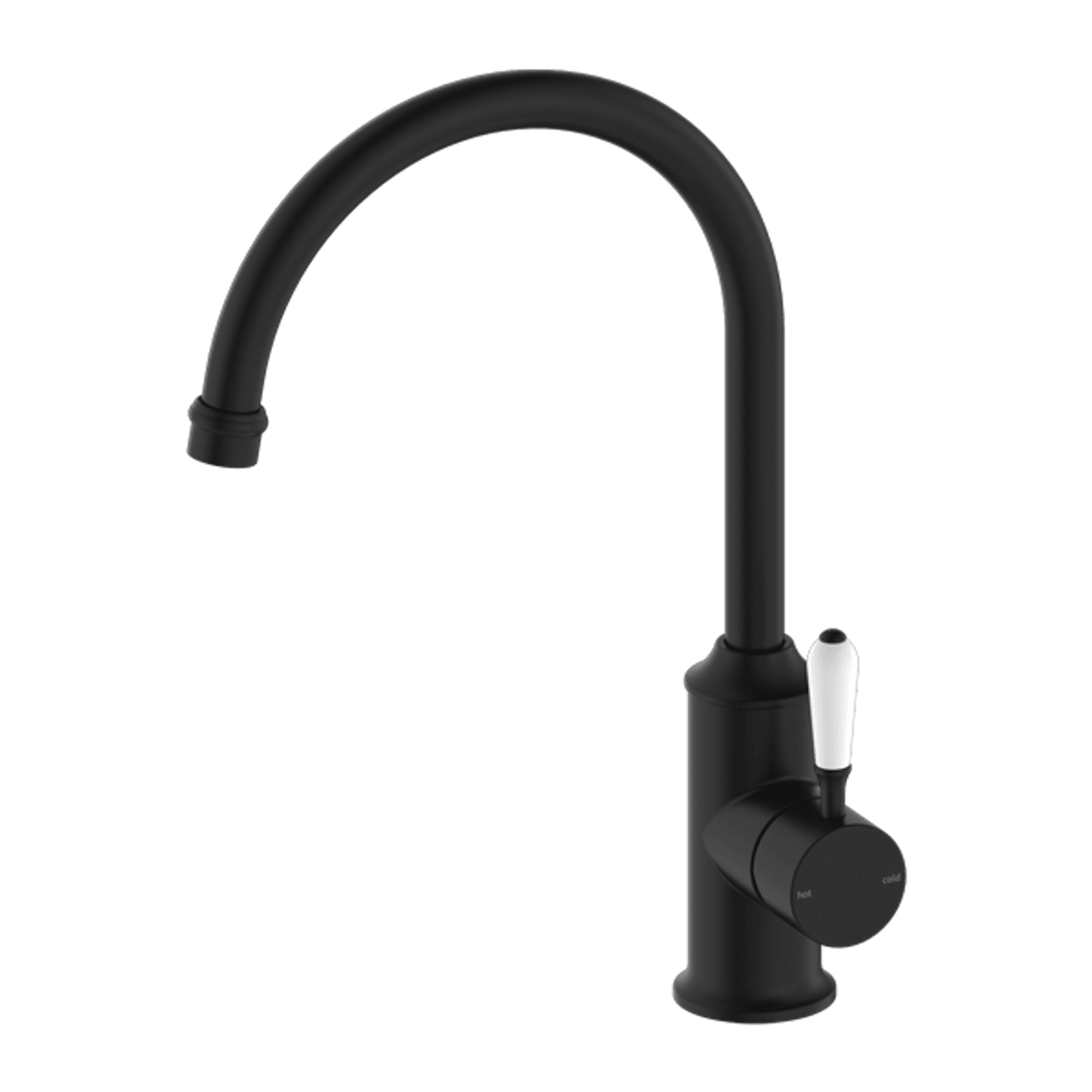 York Kitchen Mixer Gooseneck Spout With White Porcelain Lever Matte Black gallery detail image