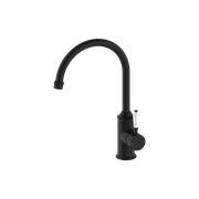 York Kitchen Mixer Gooseneck Spout With White Porcelain Lever Matte Black gallery detail image