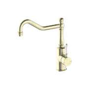 York Kitchen Mixer Hook Spout With White Porcelain Lever Aged Brass gallery detail image