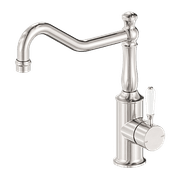 York Kitchen Mixer Hook Spout With White Porcelain Lever Brushed Nickel gallery detail image