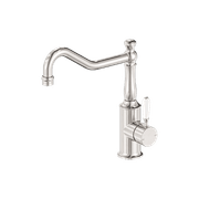 York Kitchen Mixer Hook Spout With White Porcelain Lever Brushed Nickel gallery detail image