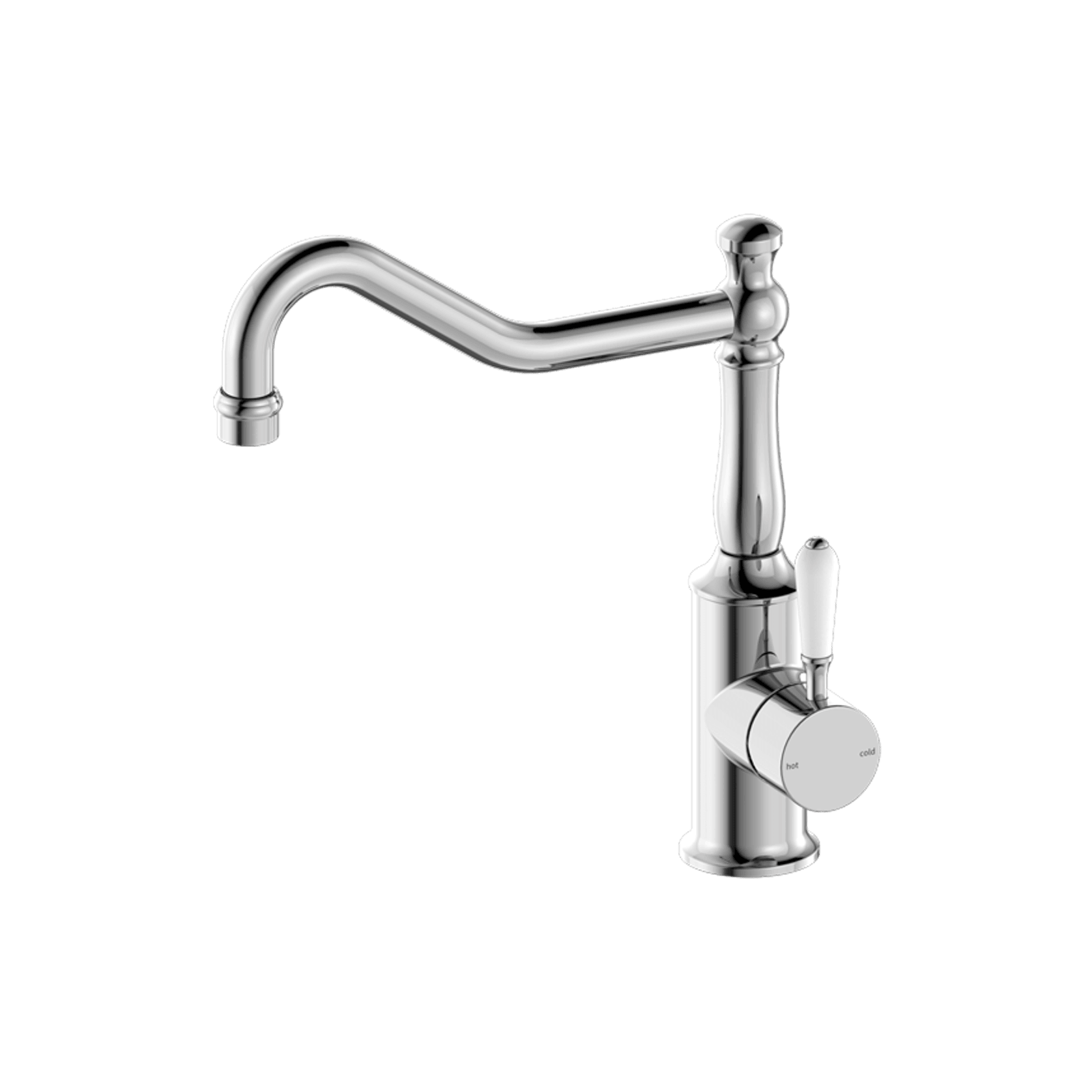 York Kitchen Mixer Hook Spout With White Porcelain Lever Chrome gallery detail image