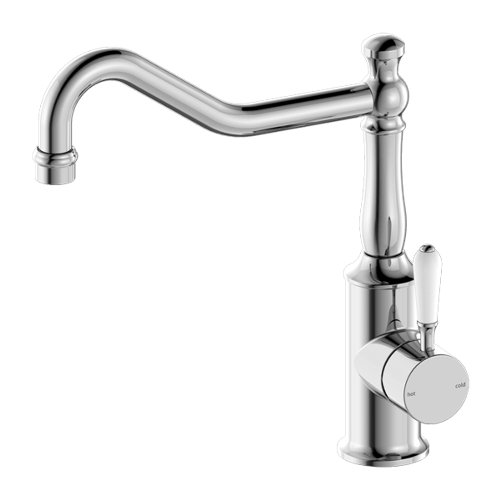 York Kitchen Mixer Hook Spout With White Porcelain Lever Chrome gallery detail image