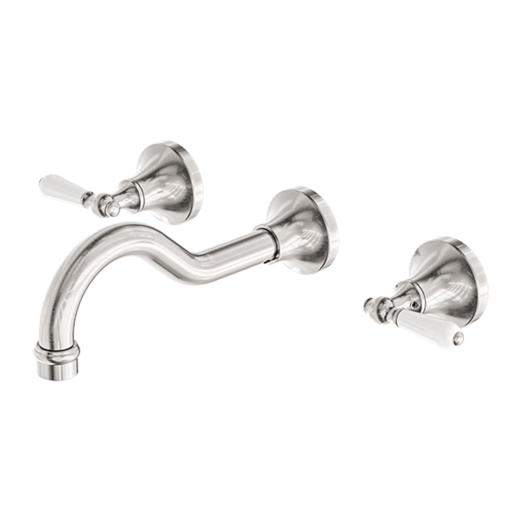 York Wall Basin Set With White Porcelain Lever Brushed Nickel gallery detail image